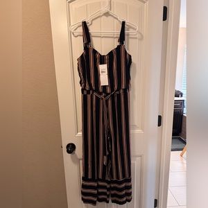 Nina Leonard navy & cognac romper